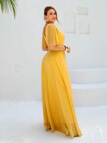 Lilian Long Party Dress With Glitter - Gold - View 5