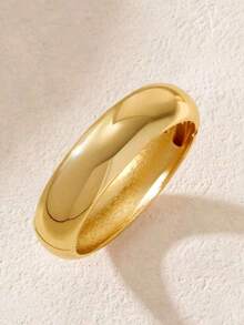 1 Set Minimalist Chic European Style Metallic Smooth & Hammered Texture Zinc Alloy Bangle Bracelet, Suitable For Women's Daily Wear - Yellow Gold - View 15