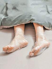 100/200Pcs Disposable Transparent Plastic Foot Masks, Soft Moisturizing Crack-Proof Foot Care Liners For Wax Treatment Lotion Use, Portable Spa Essential For Home Travel Kitchen Bathroom, Random Color Stickers Included. Pedi, Pedicure, Nail, Supplies - Multicolor - View 8