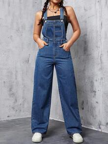 Women's Jeans, Y2K Style Overalls, Jumpsuits, Cargo Pants, Waist-Cinching And Hip-Lifting, Loose And Slimming, Suitable For All Seasons, Multiple Pockets And Simple Style Design, Perfect For Outdoor Wear, Cocktail Parties, Parties, Christmas, Nightclubs, Banquets, Film Festivals, Cinemas, Balls, Cocktail Parties, Bars, Weddings, Graduation Ceremonies, Homecoming, Birthday Parties, Rebellious Girls Festival-Themed Parties, Outdoor Outfits, Streetwear, Fashion Shows, Dates, Working Outside, Country-Style Women's Clothing, The Best Women For Going Out, Ladies' Vacation Clothing, Pantalón Jean Mujer,Women Clothes,Jeans Para Mujer,Pantalones De Mujer Jean,Ropa De Mujer,Tall Jeans Women,Y2k Clothes,Going Out Outfits,Holiday Outfits For Women,Vacation Outfits Women,Club Outfits For Women,New Years Outfit Women,Holiday Outfits For Women - 藍色 - 查看 3