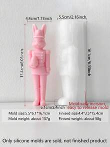 胡桃夹子兔子蛋形蜡烛模具，耐热 | 高弹性硅胶模具，多用途 - 可用于制作蜡烛、石膏/绘画、捏捏乐/解压玩具、摄影背景、节日家居装饰、派对礼物、手工工艺品。一体成型，柔韧易清洗，可重复使用。 - 白色 - 查看 12
