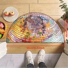 Colorful Disco Ball Pattern Semi-Circular Welcome Mat - Anti-Slip, Washable Door Mat For Bedroom, Living Room, Bathroom, Laundry Room - Ideal For Home Decor And Photo Props, Washable Area Mat - 1 cái - Xem 3