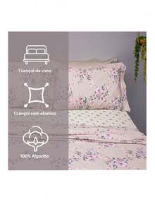 Appel Single Bed Sheet Set, 3 Pieces, 100% Cotton Percale, 200 Thread Count, Cotton Dreams - Baby Pink - View 2