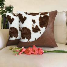 1pc Half Moon Cowhide Leather Milky Pillow Cover For Sofa Back Cushion (Pillow Core Not Included) - Multicolor - View 8