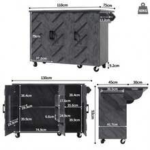 Kitchen Island, Buffet Cabinet, 118*45(75)*92cm, Service Cart, Mobile Kitchen Island, Extendable Kitchen Cart With Wheels, With Towel Rail And Door Shelf, Adjustable Shelves, Three Drawers - Gray - View 2