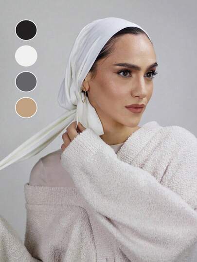 قطعة واحدة من اكسسوارات العباءة النسائية، عمامة لون أحادي مع رباط مطاطي قابل للسحب، قبعات حجاب مطاطية، غطاء رأس قابل للتنفس ومريح ومطاطي ومقاوم للعرق متعدد الاستخدامات للرياضة والموضة، مناسب للارتداء اليومي والرياضة واليوغا واللياقة البدنية، خفيف الوزن تحت الملابس المحجبة