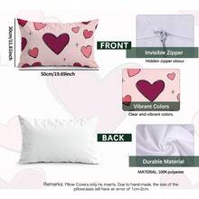4pcs Valentine's Day Theme Heart Pattern Pillow Cover, Single-Sided Printed Cushion Cover, Suitable For Living Room, Bedroom, Home Decor, All Season - Multicolor - View 2
