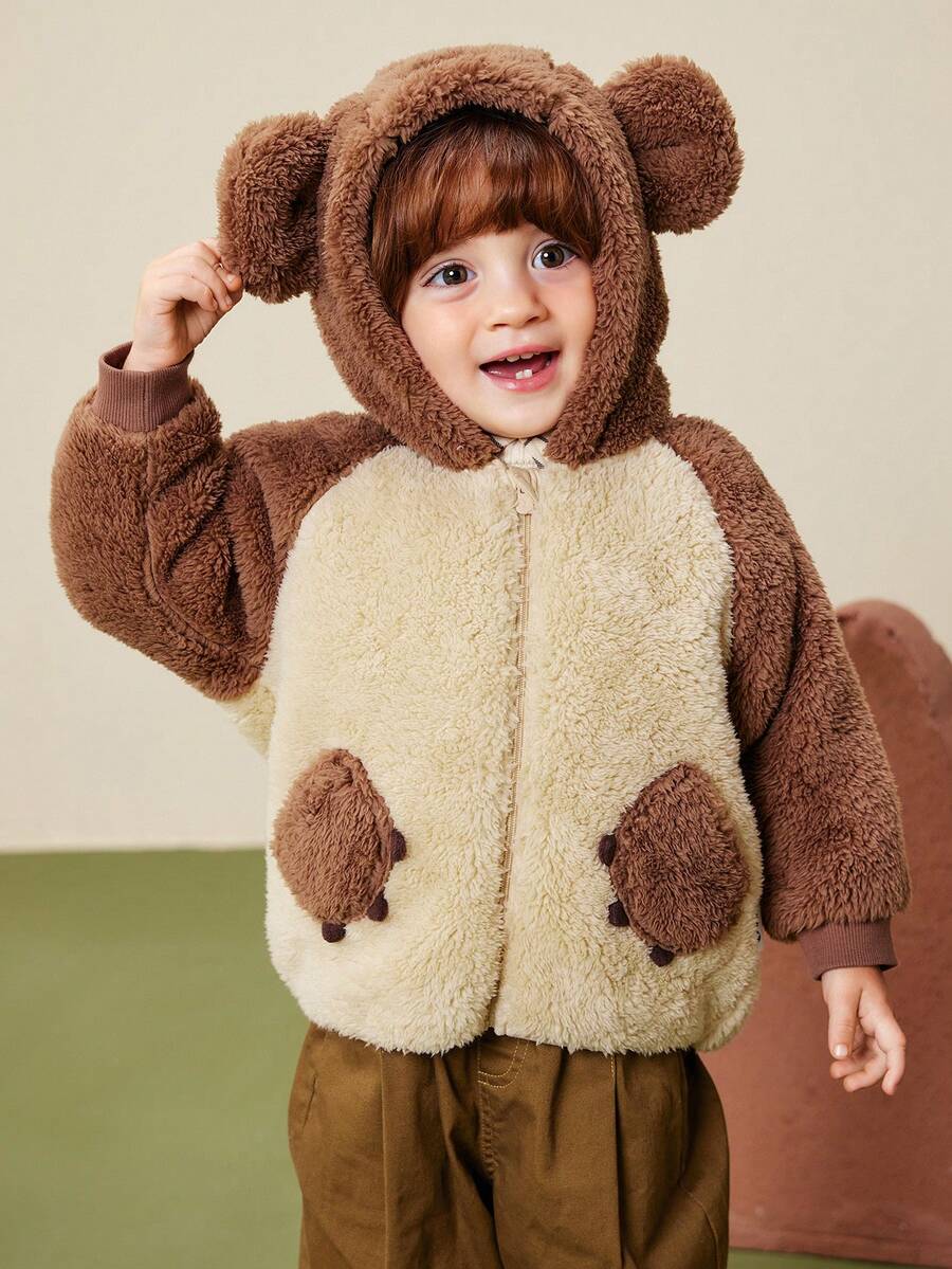 mini bala Fleece Series Kids Jacket Warm Cozy Toddler Outerwear Winter 2025 - Light Khaki - View 1