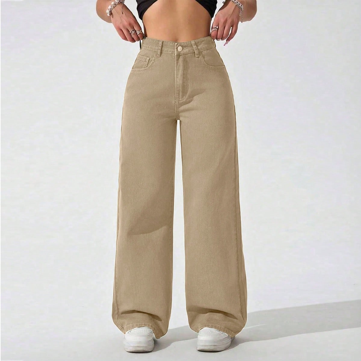 Jeans rectos de color albaricoque para adolescentes
