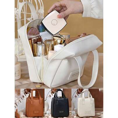 1个防水旅行化妆包，便携式洗漱包，多功能收纳包，适用于口红、眼影盘、化妆刷、护肤品、粉扑、手机、硬币、小物件等。居家、送礼、节日、度假、商务旅行的理想之选。