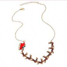 1 Piece - An Exclusive Christmas Ornament Necklace Featuring Small Reindeer On A Sled. It Is A Cute And Fashionable Piece That Goes Well With Both Christmas And Valentine's Day. It Can Also Be Used As A Standalone Accessory. - Multicolor - View 4
