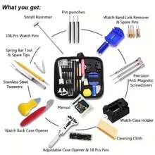 Watch Repair Kit, 151 PCS Professional Watch Battery Replacement Tool Kit,Watch Battery Replacement Tool Kit & Strap Adjustment, Watch Tool Kit With Spring Bar, Case Opener, Link Remover, Carrying Case,Case Back Opener, Screwdriver, Spring Bar, Resizing Tool - Silver - View 8