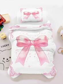 1/2pcs Baby Bedding Set, Pink Bow Pattern, Elegant Bow Design, African Style, Includes 1 Duvet Cover And 1 Pillowcase, Soft Microfiber Material, Machine Washable - Multicolor - View 15