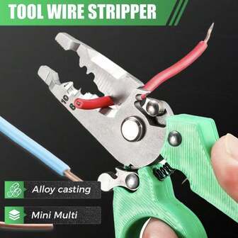 12-In-1 Mini Multi-Function Wire Stripper, Insulated Wire Cutting & Stripping Tool, Portable Crimping Pliers & Punching Tool For Home Repairs, Adjustable 8-10 AWG Cable Stripping Tool