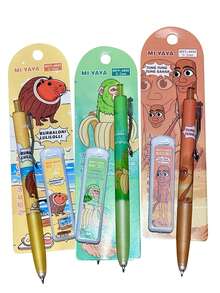 2套意大利Brainrot自动铅笔，配0.5mm铅笔芯，Tung Tung Tung Sahur Tralalero Tralala Press Pencils Kit Bombardiro Crocodilo Lirili Larila Glorbo Frutto Drillo 学生学校办公文具套装 - 彩色 - 查看 6