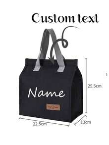 Customized Letter Print Insulated Lunch Bag, Personalized Thermal Lunch Box, Unisex Large Capacity Lunch Tote, Reusable Leak-Proof Handbag, Suitable For Office, Work, School, Beach Or Travel