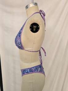 New Sexy Fashion Neck Tie Floral Print 2 Pieces Bikini Set Swimwear For Women, Beach/Vacation