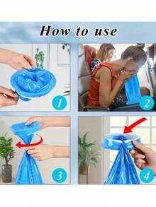 Bolsas desechables para vómitos (gruesas) para adultos y mujeres embarazadas, a prueba de fugas, bolsas para vómitos y náuseas de 1000 ML, grado hospitalario, para tratamiento de diarrea y vómitos de emergencia, antiemético para viajes, accesorios para automóvil, artículos esenciales para camping y viajes - Multicolor - Ver 8