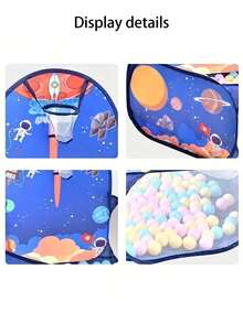 1个海洋主题弹出式球池帐篷，适合婴幼儿玩耍，男孩女孩皆宜的玩具礼物，不含球类，大型弹出式儿童球池帐篷，是游戏屋、婴儿爬行围栏的理想之选，包含篮球架，是万圣节、圣诞节、复活节、感恩节和生日的绝佳礼物 - 彩色 - 查看 11