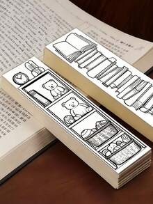 1/20/32pcs Black And White Line Art Bookmarks, DIY Bookmarks, Hand-Drawn Coloring Bookmarks, Decorate Book Pages, Add Color To Book Pages, Exquisite Non-Repeating Bookmarks, Creative Aesthetic Bookmarks, Artistic Illustrations, Perfect For Teachers, Readers And Book Lovers, Perfect As Gifts, Party, Birthday Gifts, Set Of 32pcs - Multicolor - View 2