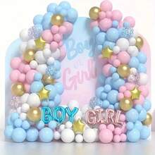 109pcs Pink And Blue Latex Balloon Set With Gold Metallic Colors, Suitable For Gender Reveal, Birthday, Wedding, Graduation, Anniversary, Holiday Events, Theme Celebrations, Christening, Family Parties - Durable Party Decorations, Birthday Balloons, Party Atmosphere Balloon Combo, Holiday Celebrations, Elegant Metallic Luster, Photography Backdrop, Birthday, Wedding And Holiday Shiny Balloon Decoration Set, Essential For Event Planners - Multicolor - View 3