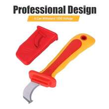 Herramienta de pelar cuchillos de cables cuchillo de electricista aislante pelacables de cables cuchillo de desmontaje antimagnético cortador de pelacables de tira rápida aislado de 1000 V - Rojo - Ver 5