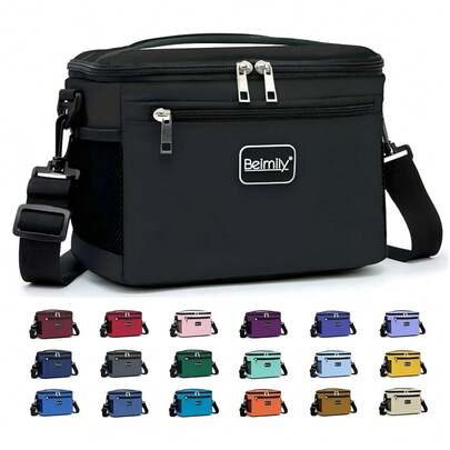 BEIMILY Lunch Box For Men/Women, Small Insulated Lunch Bag, Leak-Proof Soft Cooler Tote Bag, Reusable LunchBox For Work, Travel, Fitness, Picnic With Adjustable Shoulder Strap For Adults (Black),Black