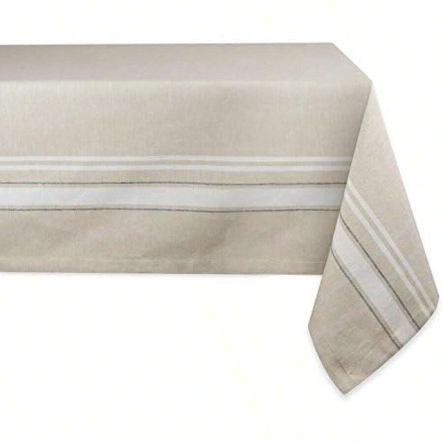 DII Mantel para cena, verano y día de campo, lavable a máquina, 100 % de algodón, 132 x 132 cm, cuadros blanco y negro, para 4 personas(213.4 x 152.4 cm (Rectangular)) - Multicolor - Ver 1