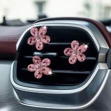 3/5pcs Multi-Color Crystal Flower Car Air Vent Clip Decoration, Shiny Car Interior Air Conditioning Vent Decor, Car Air Outlet Decoration, Adhesive-Free Installation, Cute Car Accessory, No Fragrance Included
