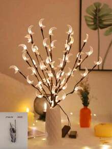 1 Set Realistic Tree Branch Shaped LED Lights, Battery Powered, Each Light Contains 20 LED Beads, Decorated With Artificial Small Branches In Vase, Stylish Decor, Can Be Used As Bedside Lamp, Romantic Home Decor - Coffee Brown - View 16