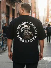 2026 Summer Men's Skull Print Short Sleeve T-Shirt, Suitable For Casual Street Wear - Black - View 2