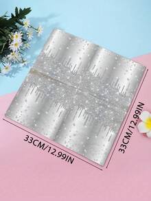 48pcs 13"X13" Silver Glitter Diamond Theme Napkins - Luxury Silver Glitter & Diamond Print, Paper Material, High-End Elegant Style, Suitable For Birthday Party, Wedding, Anniversary Celebration And Daily Use - Multicolor - View 2