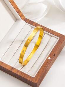 3 Peças Conjunto de Pulseiras Elegantes e Luxuosas em Aço Inoxidável, Combinação Clássica Combinante, Adequado para Empilhamento Diário, Presente para Namorada