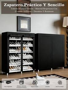 Zapatera Organizador Zapatos 42 Pares Compartimientos Metal - Negro - Ver 3
