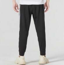 Adidas Men's New Drawstring Waist Basketball Sports Pants, Sweatpants - Black - View 4