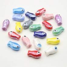 10pcs Ceramic Colorful Cute Fish Beads For Diy Jewelry Making - 10pcs Mixed Colors - View 10