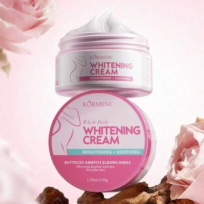 50克身体美白霜，全身提亮肤色，舒缓干燥肌肤，适用于手肘、臀部、腋下、膝盖等部位，有效提亮肤色，改善暗沉，焕活身体肌肤，适合日常护肤。