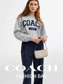 Coach Nolita 19 Hobo Tote Handbag for Women Stylish Shoulder Bags Mini Clutch Purse Zipper Pouch - 沙色拼粉紅色 - 查看 4