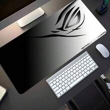 Extra Large Esports Gaming Mouse Pad, Black White Gradient Eye Logo Desk Mat, Non-Slip Washable Rubber Base, Stylish Desktop Decor Accessory For Gamers Office Study - Multicolor - View 2