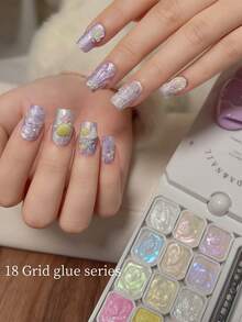 MORDDA New Fall/Winter Nail Art Kit - Bubble Galaxy Texture Glitter Gel With Fine Shimmer 18-Grid Press-On Gel Set High-Saturation Color Gels For Dazzling Shine Multi-Purpose Nail Styling Perfect For Professional Salon Designs Essential At-Home Nail Art - Nhiều màu - Xem 8