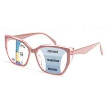 1 pieza Gafas de lectura con marco grande y progresión multifocal con diseño de ojo de gato, diseño de estampado de leopardo talla grande vendido, con bisagras de resorte cómodas, adecuadas para uso diario de hombres y mujeres - Rosa - Ver 12