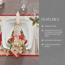 Home Fashions - Mantel de Tela de Pascua roja y Blanca Resistente a Las Arrugas, 60 x 120 Pulgadas, Multicolor(Manteles individuales (juego de 4) 13"x19" (Set of 4 Placemats)) - Multicolor - Ver 3