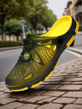 Mesh Sandals Men Slides Summer Hollow Sandals For Men Women Casual Outdoors Non-Slip Thick Sole Beach Slippers Shoes For Men Foam Runners