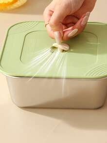 1pc Stainless Steel Food Storage Container, Airtight Leak-Proof Lunch Box, Refrigerator Freezer , Portable Meal Prep Container, Multi-Function Kitchen Food Saver - Multicolor - View 9