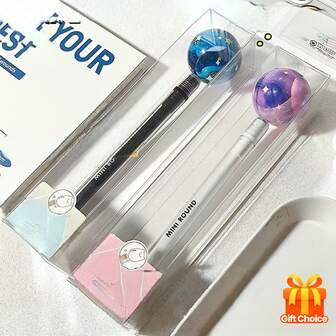 悬浮星球笔 - 0.5毫米长笔杆中性笔，办公用品，礼品。桌面配件，现代书写工具，美观文具，书写流畅，笔尖纤细，治愈系文具，独特书写工具，文具爱好者，送礼佳品，时尚笔，流线型书写工具，轻巧笔身，握感舒适，中性墨水笔，文具爱好者，上班族