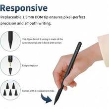 Stylus Pen For Apple IPad 2025-2018, Faster Charge Apple Pencil For IPad, With Tilt Sensitivity & Palm Rejection & Magnetic, Compatible IPad 10/9/8/7/6, Pad Air 3/4/5, Pro 12.9"/11", Mini 6/5, M2, M4 - Black - View 4