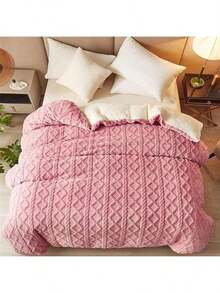 Edredón De Invierno, Aborregado por atras,  Edredón de Cachemira, Otoño E Invierno Edredón De Felpa Gruesa Cálida Edredón Reversible C,180x220cm - Rosa Roja - Ver 1