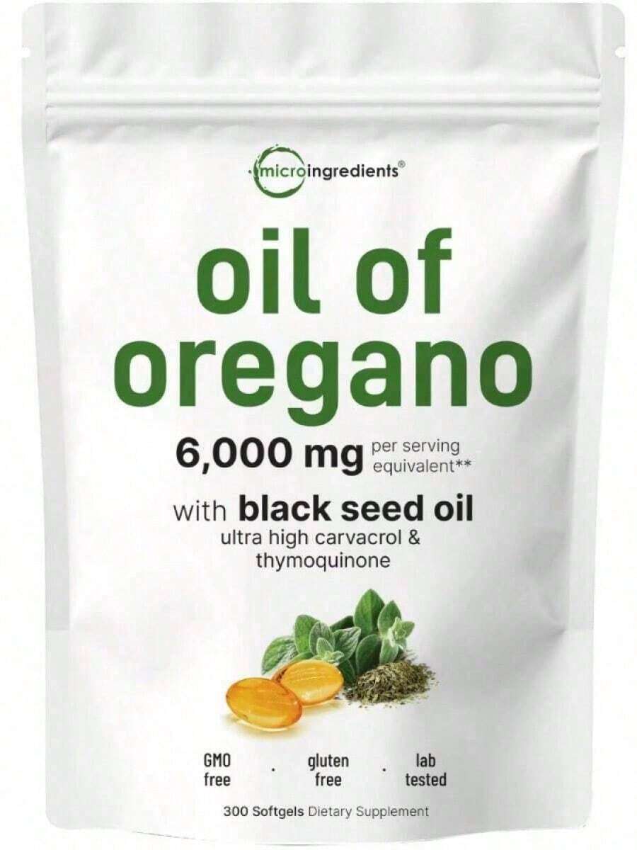 Aceite De Orégano Sinpuyle + Aceite De Semilla Negra Softgels − 2-En-1 Mezcla A Base De Plantas Con Carvacrol & Thymoquinone − 300 Count | Non-GMO, Sin Gluten - 一包 - 查看 1