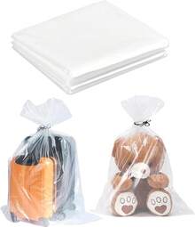Paquete de 10 Bolsas de Almacenamiento Transparente, Bolsas Gigantes de Plástico x 150, Reutilizables para Ropa, Juguetes de Felpa, Equipaje y Mudanzas, Viene con 10 Correas - 5 piezas - Ver 9