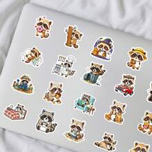 56pcs/Set Animal Stickers, Raccoon Pattern Sticker Pack, Creative Decals For Festivals Cheering And Party, Decorative DIY Gifts, Artistic Stickers For Diary, Laptop, Notebook, Water Bottle, Phone Case, Aesthetics Stickers For Teens Adults, School Supplies - Multicolor - View 7